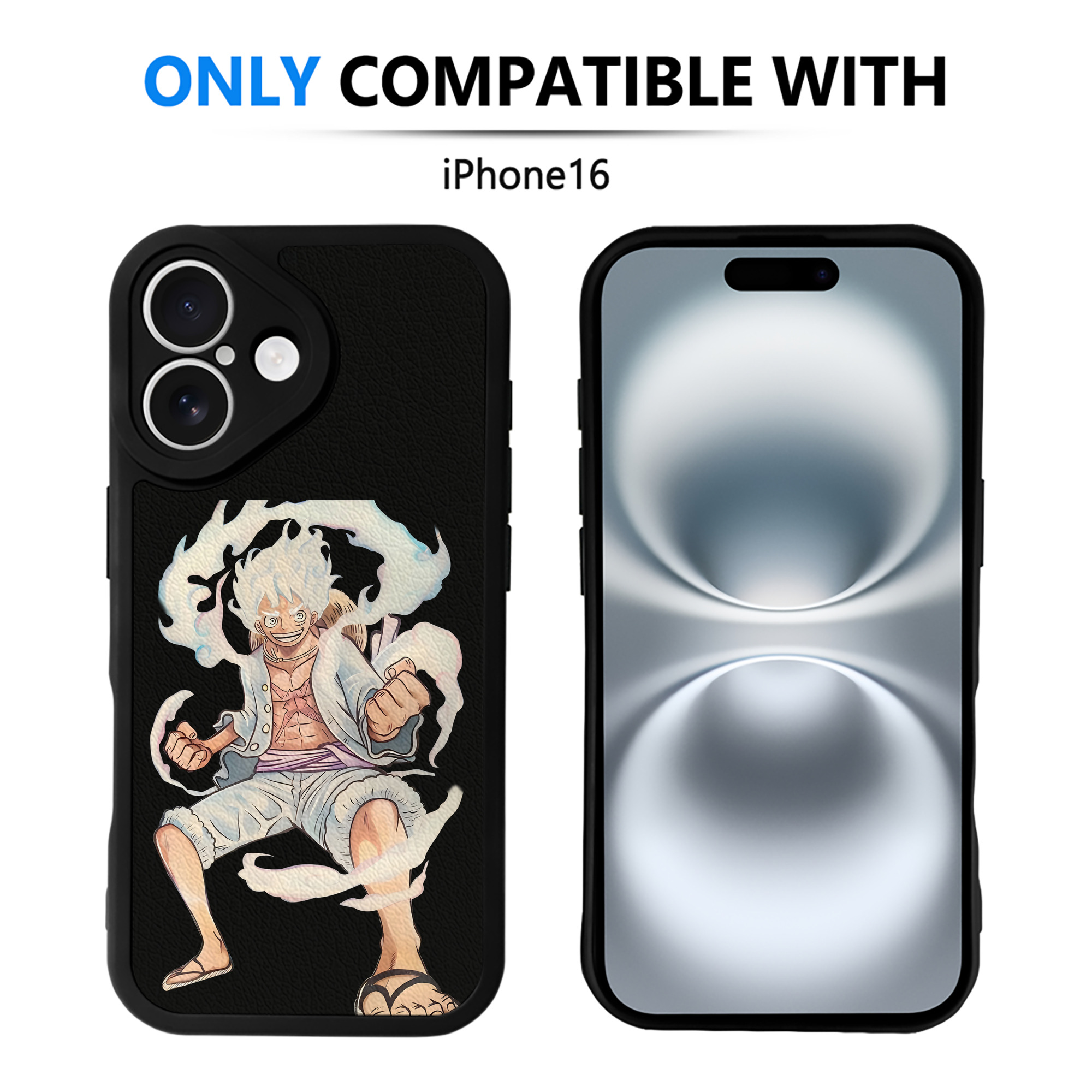 （画像用） ワンピース モンキー・D・ルフィ ONE PIECE Monkey D. Luffy 【iPhone 16シリーズ対応】シリコンスマホケース（レザー調） 材質：シリコン